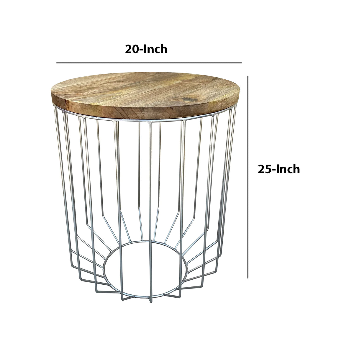 25 Inch Mango Wood Round Side End Accent Table M79746