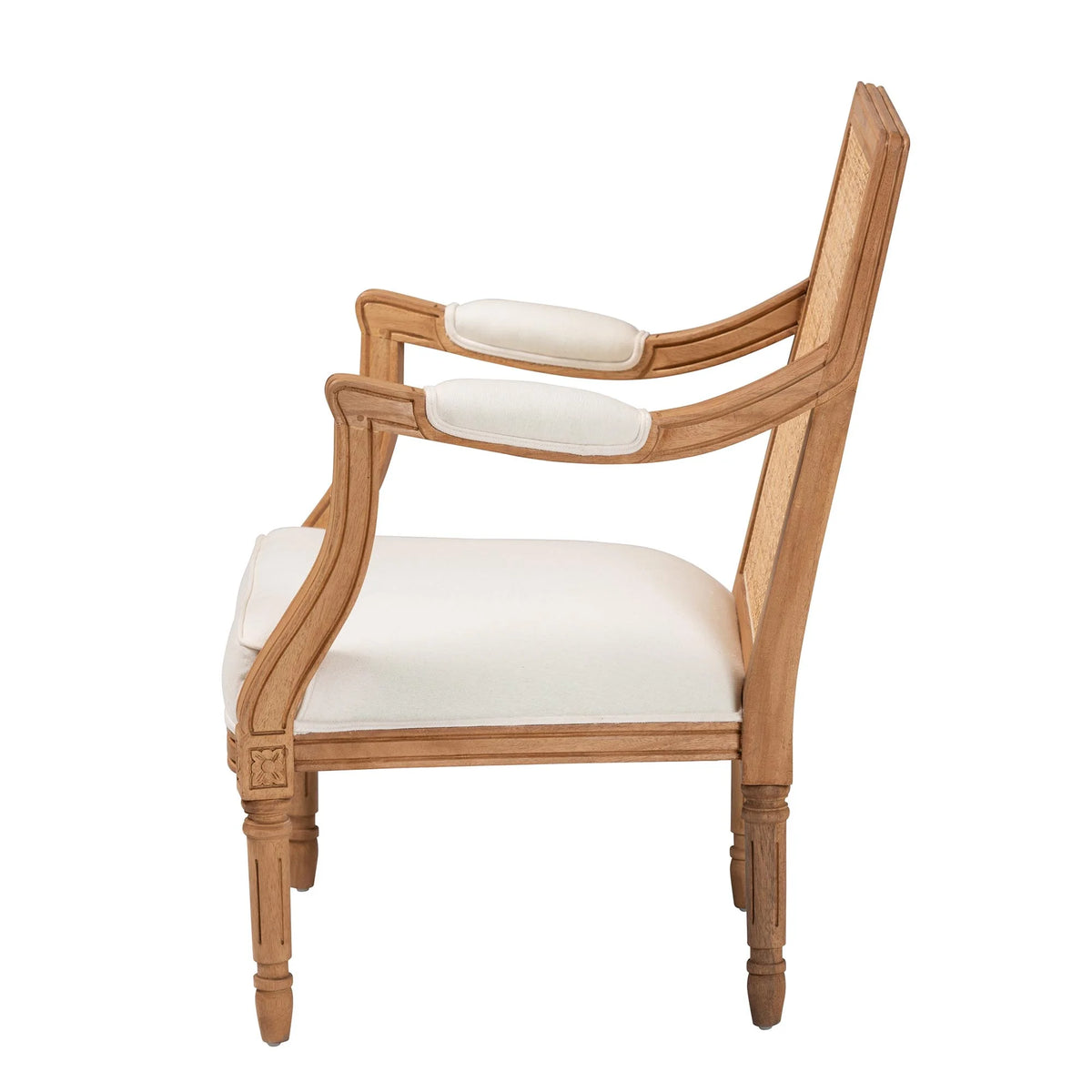 Beige Fabric and Honey Oak Wood Accent Chair Z643