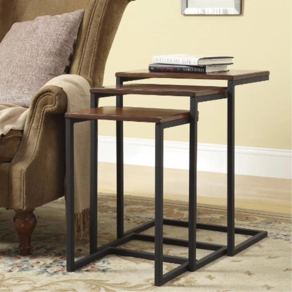 Nesting Table Set in Chestnut and Black Z766293