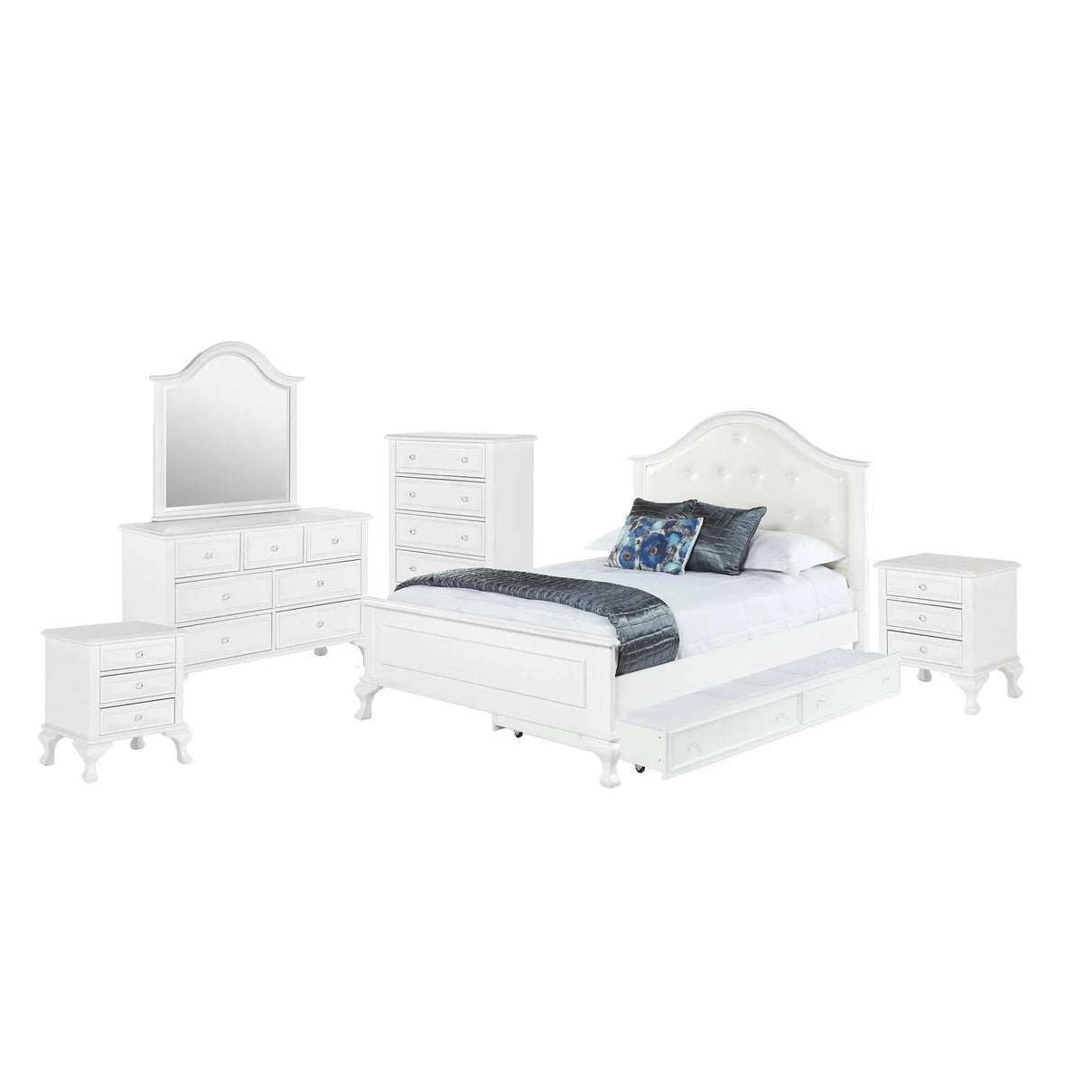 White 6 Piece Full Bedroom Set S12693