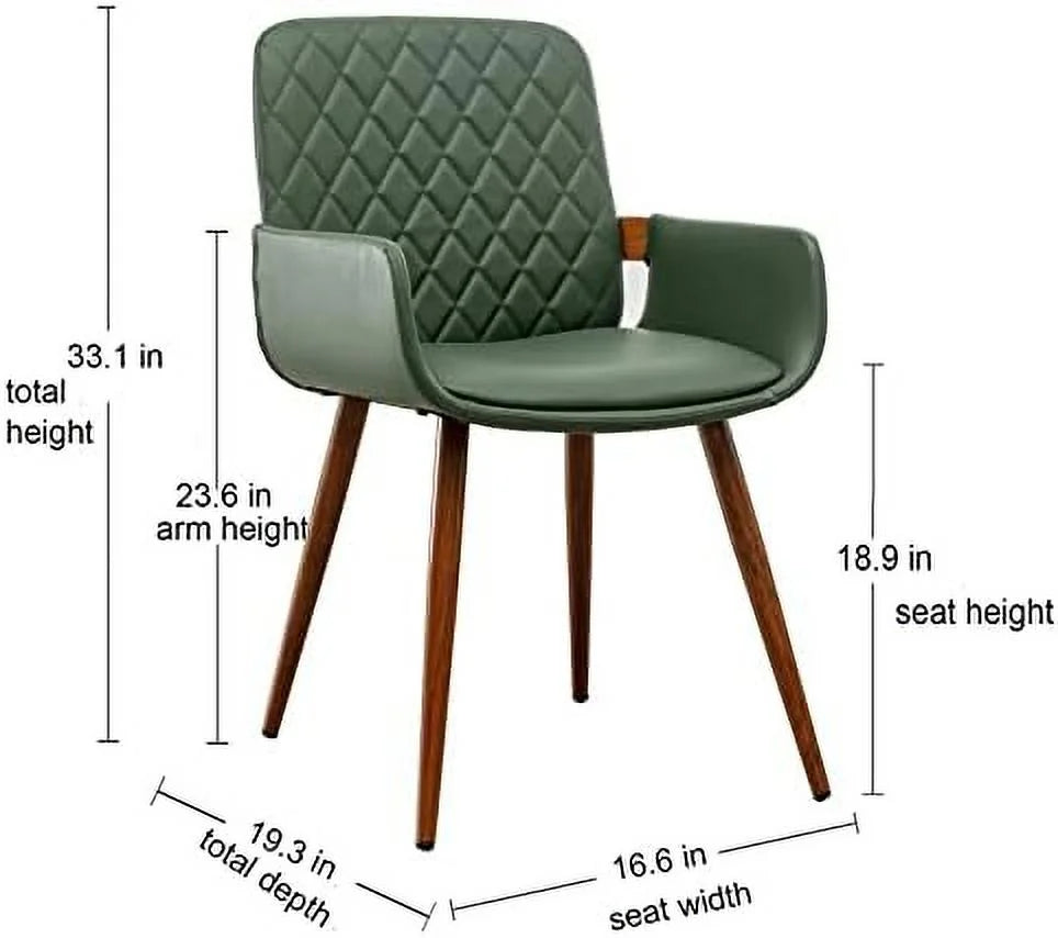 Mid Century Modern Dining Chairs Set of 2 Upholstered Armrest D75935