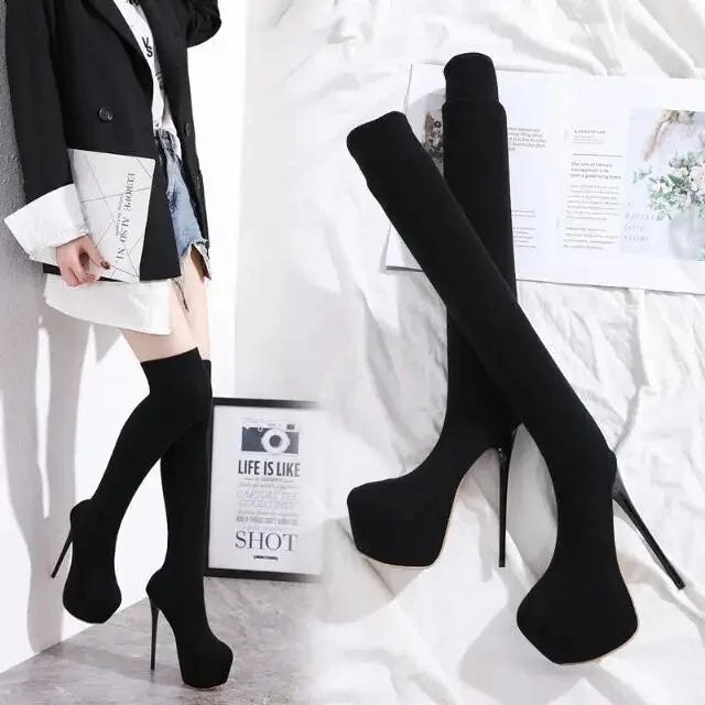 Cotton Over Knee-Length Boots G2818