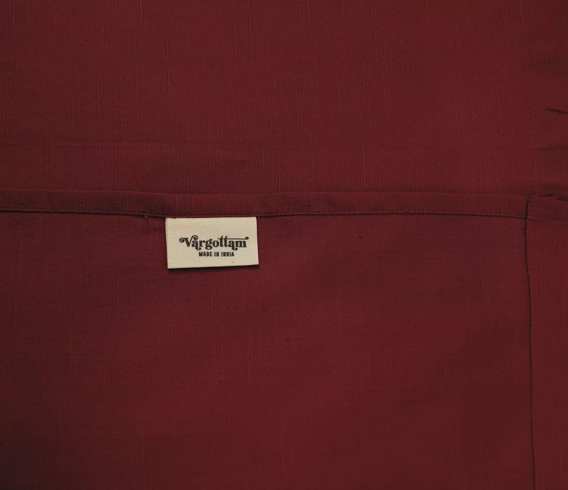 Cotton Slub Maroon 65 Inch Long Rod Pocket Curtains 2 Panels D346