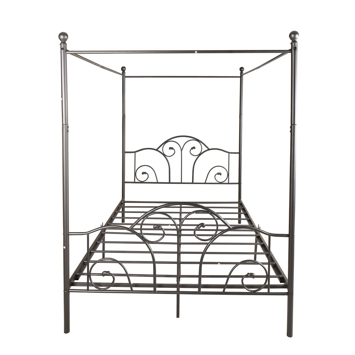 Vintage White Full Size Metal Canopy Bed Frame Y15371