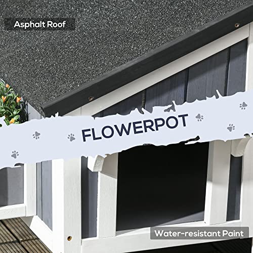 Gray Outdoor Cat House with Weather-Resistant Roof F72171