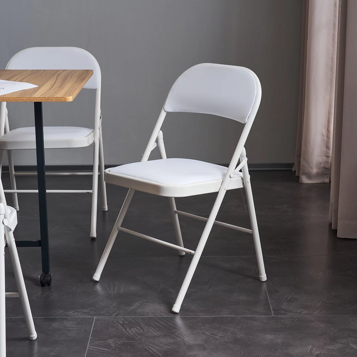 6 Pack Black Folding Chairs Cushioned Padded Seat Metal Frame M223204