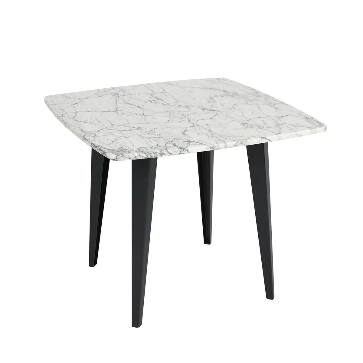 24" Square White Marble Side Table with Metal Legs J1929