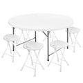 7 Pieces 5 FT Folding Round Table and Chair Set Y337