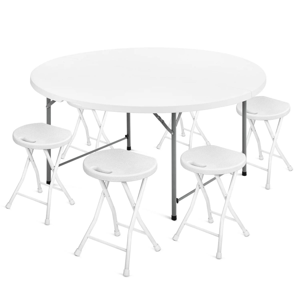 7 Pieces 5 FT Folding Round Table and Chair Set Y337