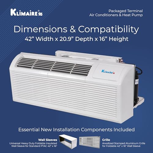 Air Conditioner Heat Pump with Wall Sleeve, Aluminum Grille, Remote Control, & Electric Heater N573747