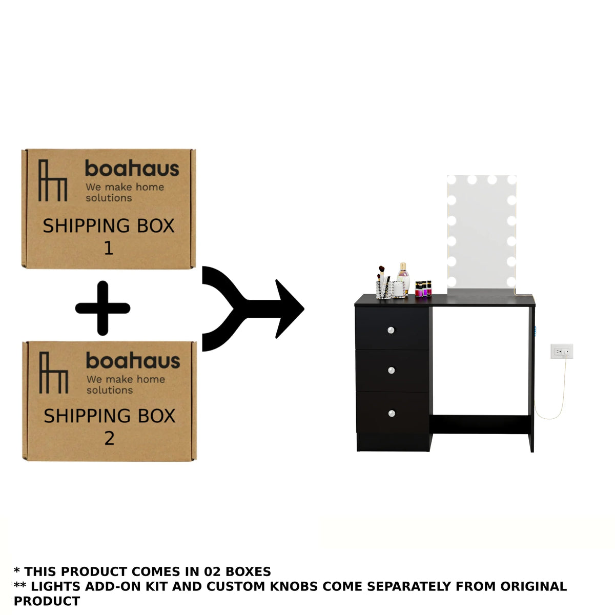Black Dressing Table with Light Bulbs E250483