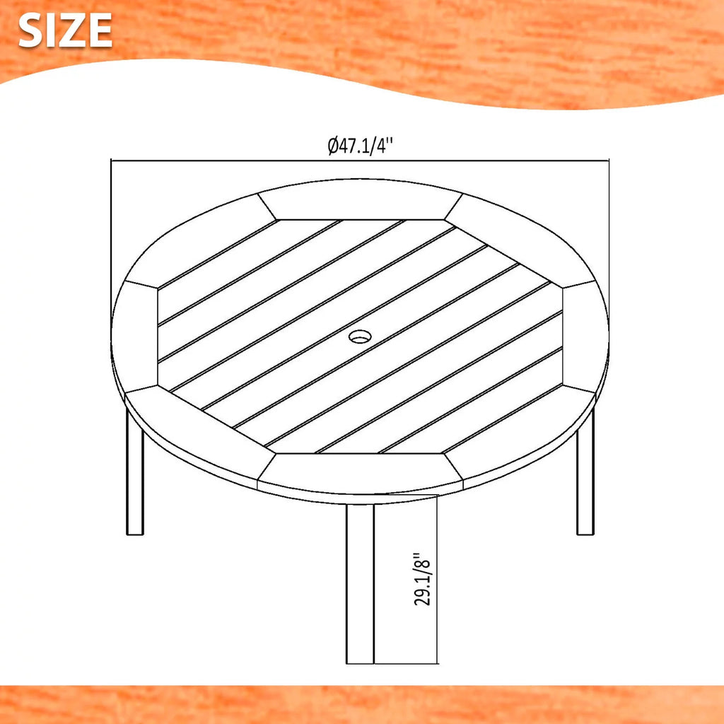 5-Piece Round Eucalyptus Wood Patio Dining Set A325