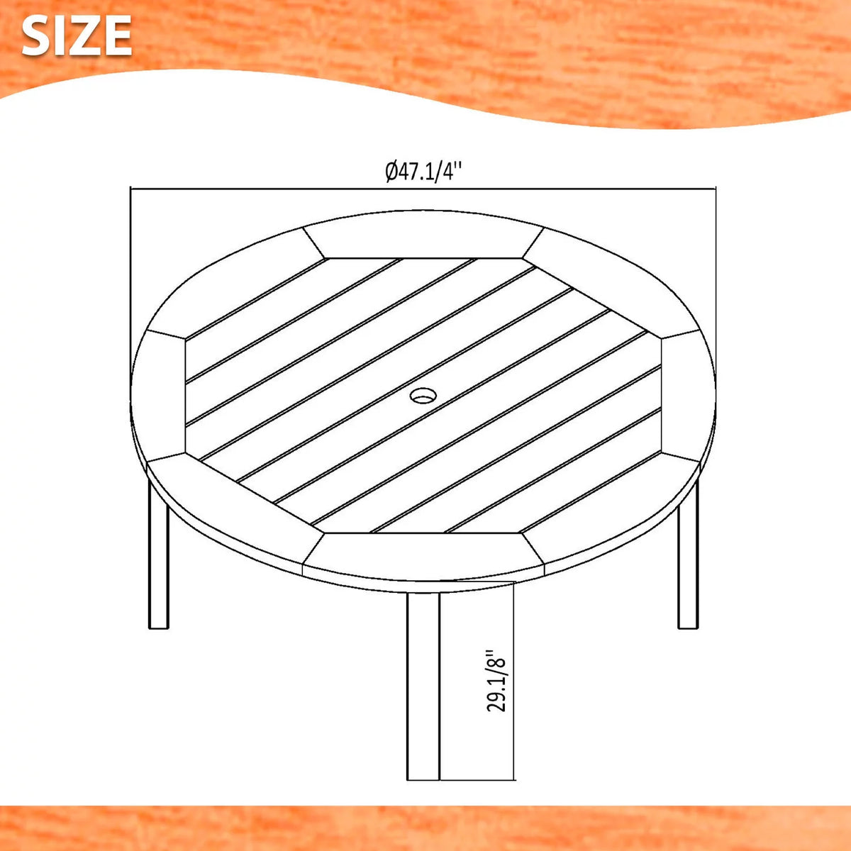 5-Piece Round Eucalyptus Wood Patio Dining Set A325
