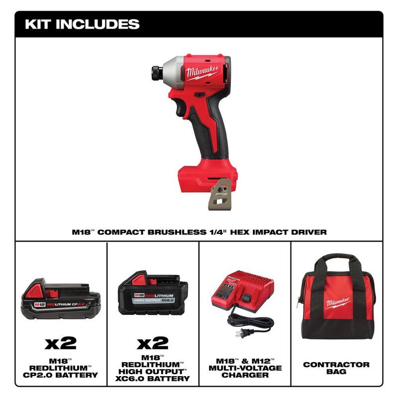 18-Volt Lithium-Ion Brushless Cordless 1/4 in. Impact Driver Kit M74480