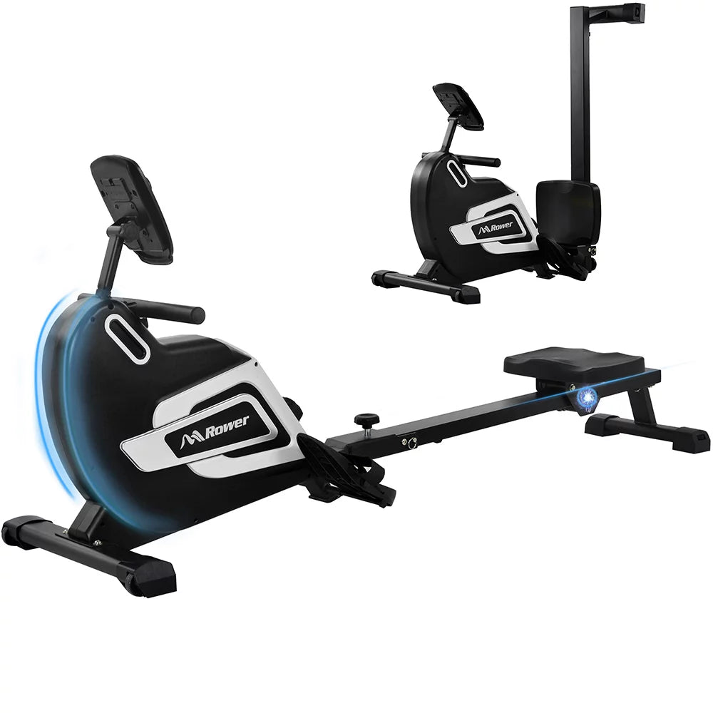 Magnetic Rowing Machine Folding 330lb Weight Capacity Silver O27724