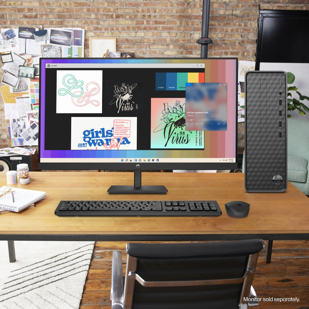 Black Slim Desktop Tower Y265904