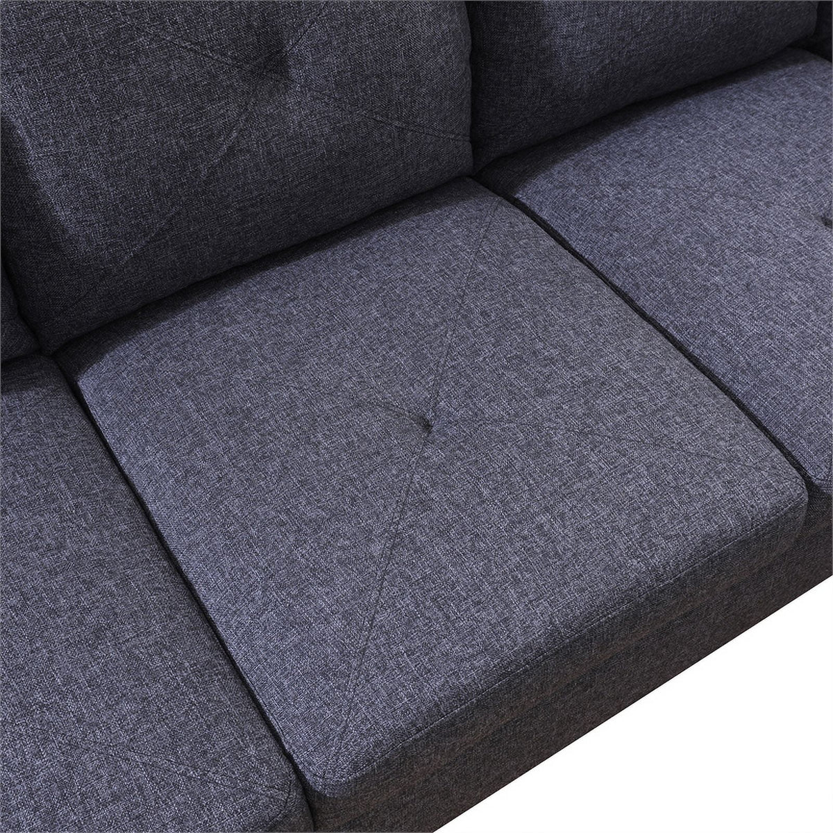 Black Grey Linen 2 Piece Sectional Sofa B53434
