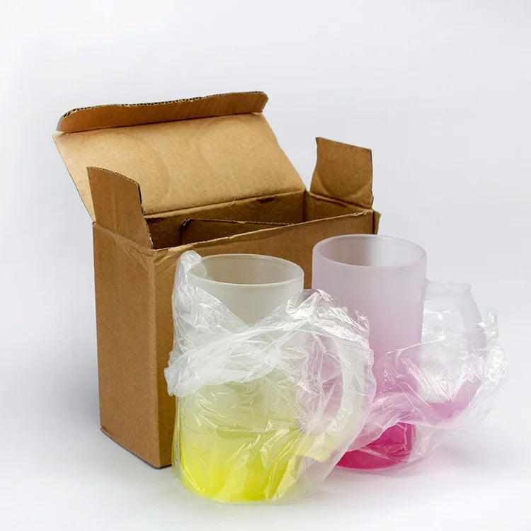 2 Pieces Frosted Glass 16 oz Mug A338