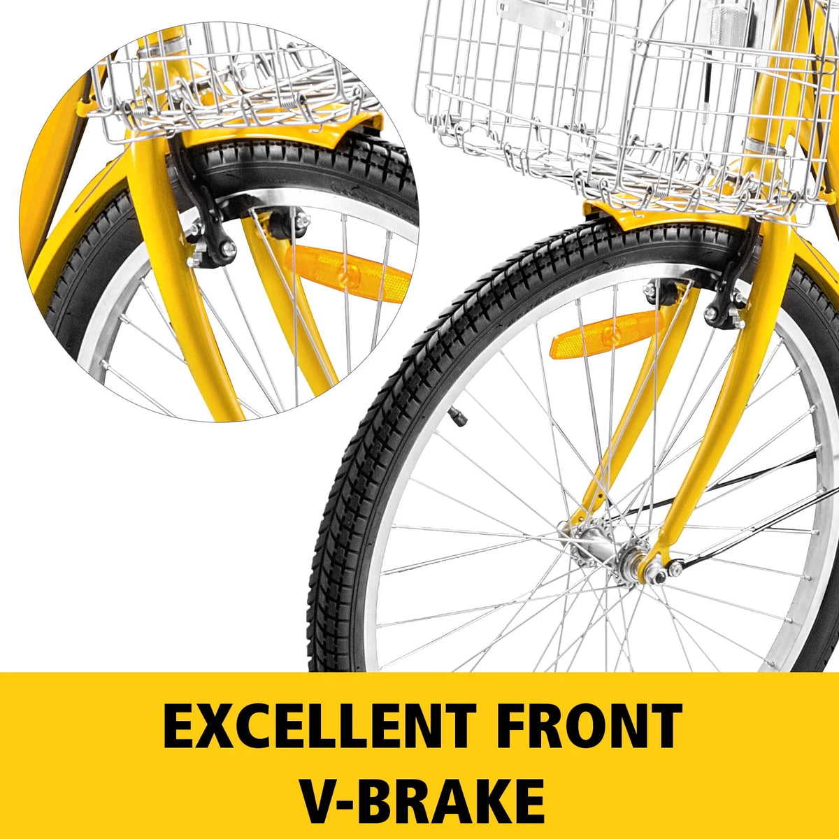 24 Adult Tricycle 7-Speed Three Wheel Bike with Basket D21938