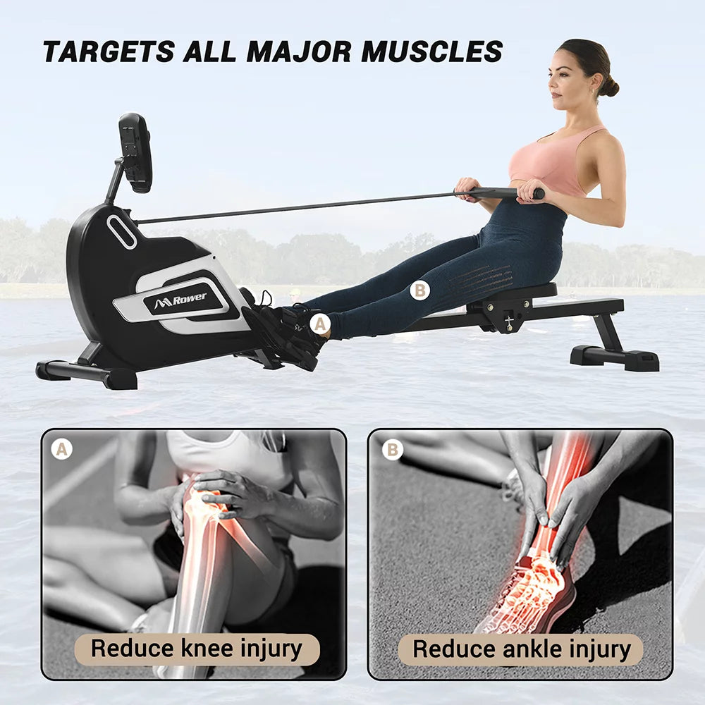 Magnetic Rowing Machine Folding 330lb Weight Capacity Silver O27724