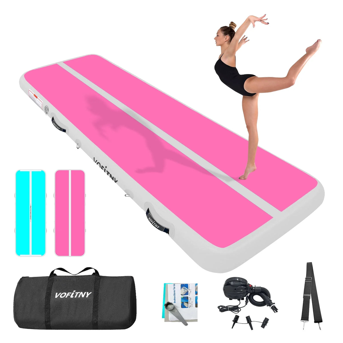 10 ft Inflatable Gymnastics Air Tumbling Track Mat with Pump H387