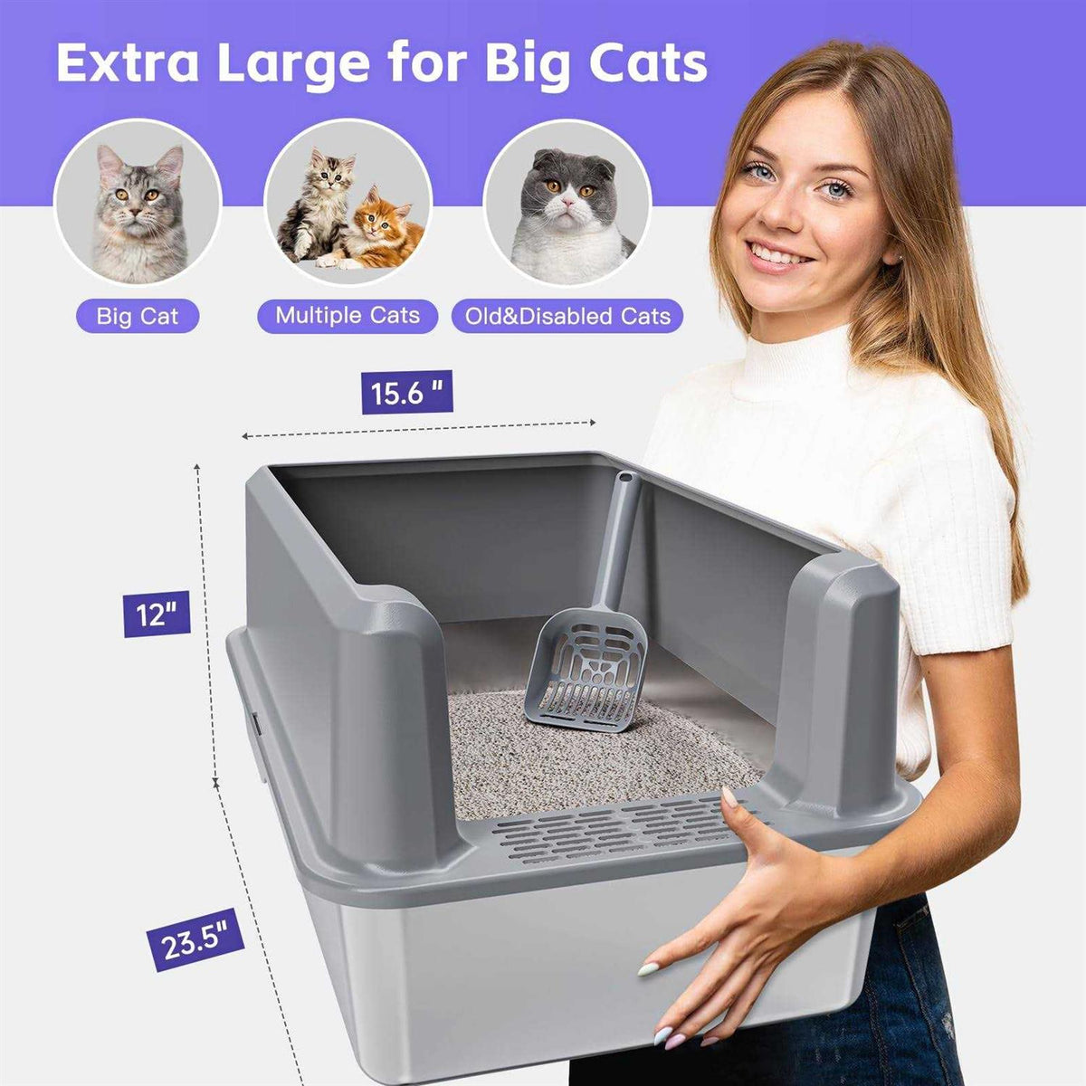 Enclosed Stainless Steel Litter Box XL with High Side A977245
