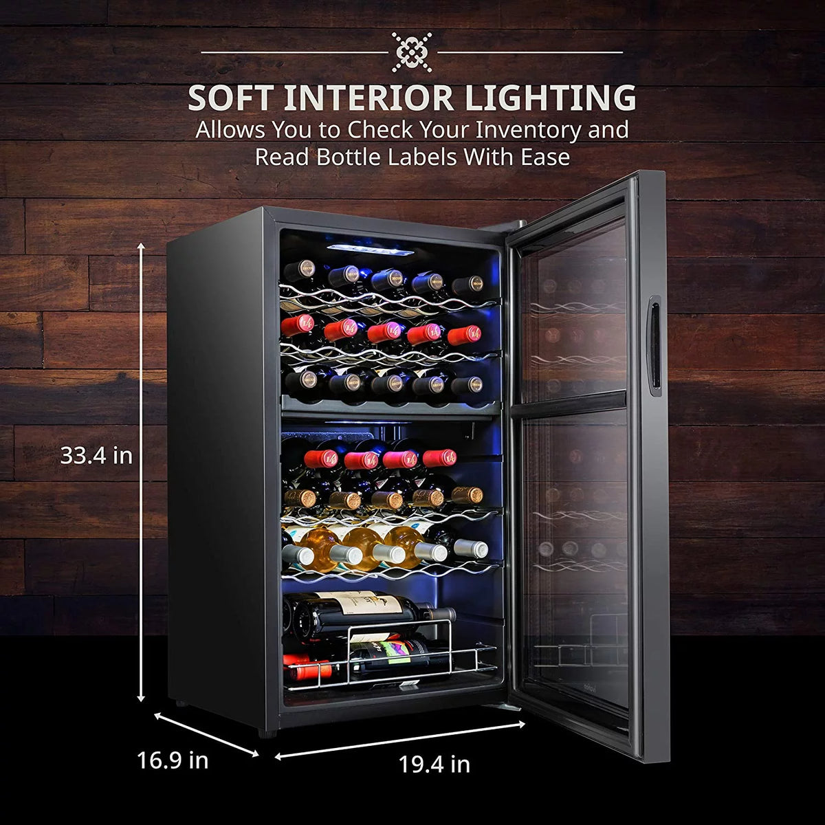 33 Bottle Dual Zone Wine Cooler Refrigerator Z122261