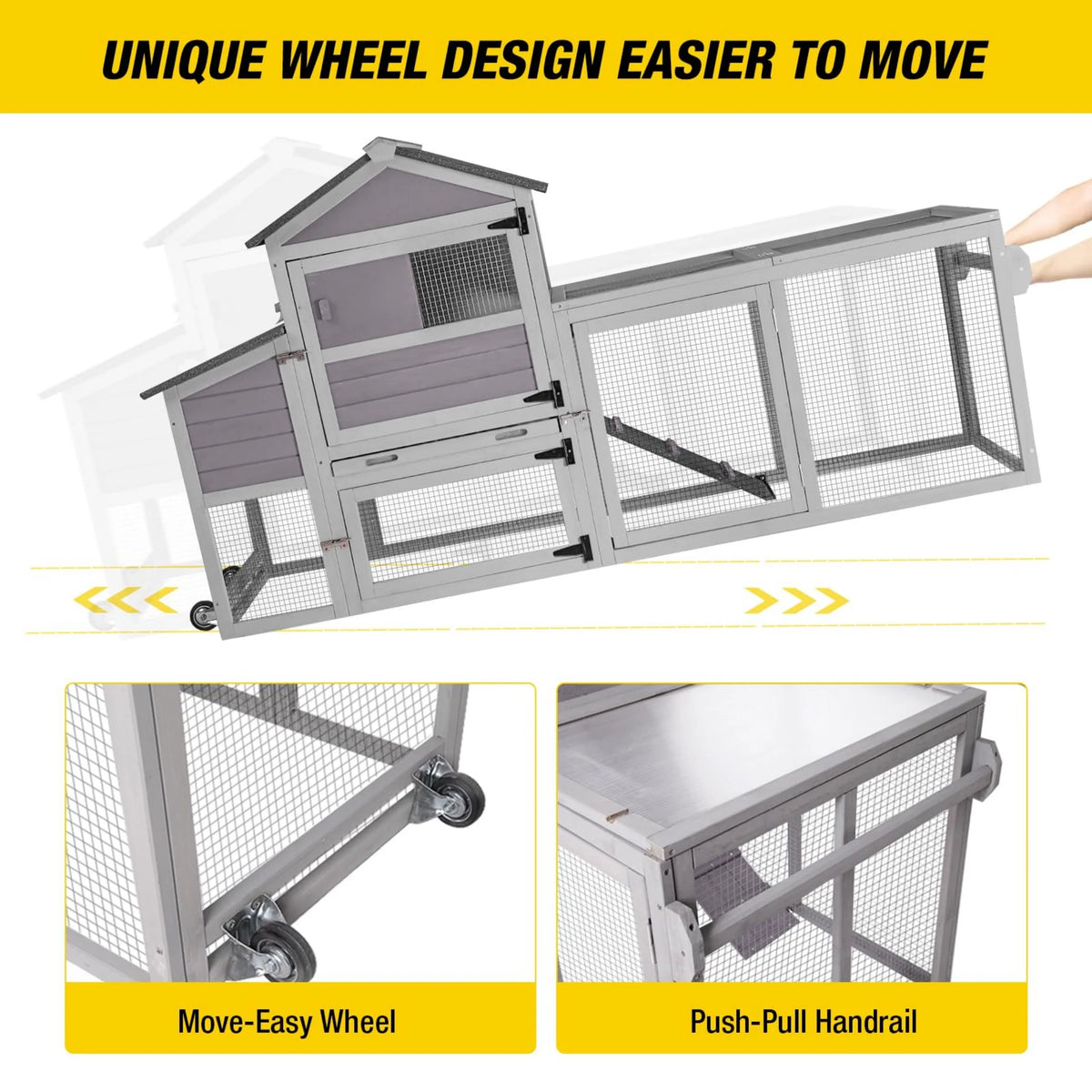 Chicken Coop on Wheels Wooden Hen House X753