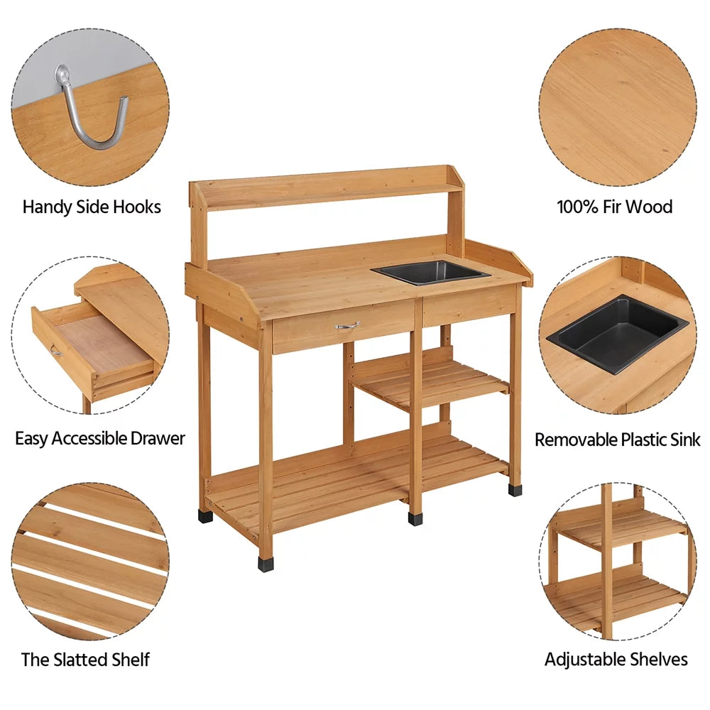 Cedarwood Potting Bench with Sink X387