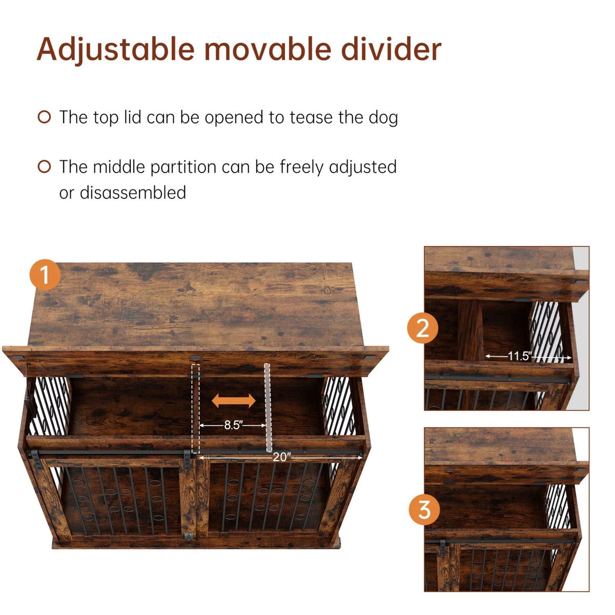 Large Wooden Dog Crate Furniture with Wheels T87440