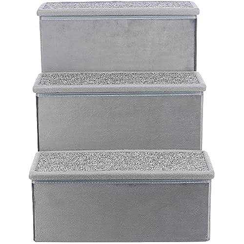 Foldable 3-Step Pet Stairs with Storage S95546