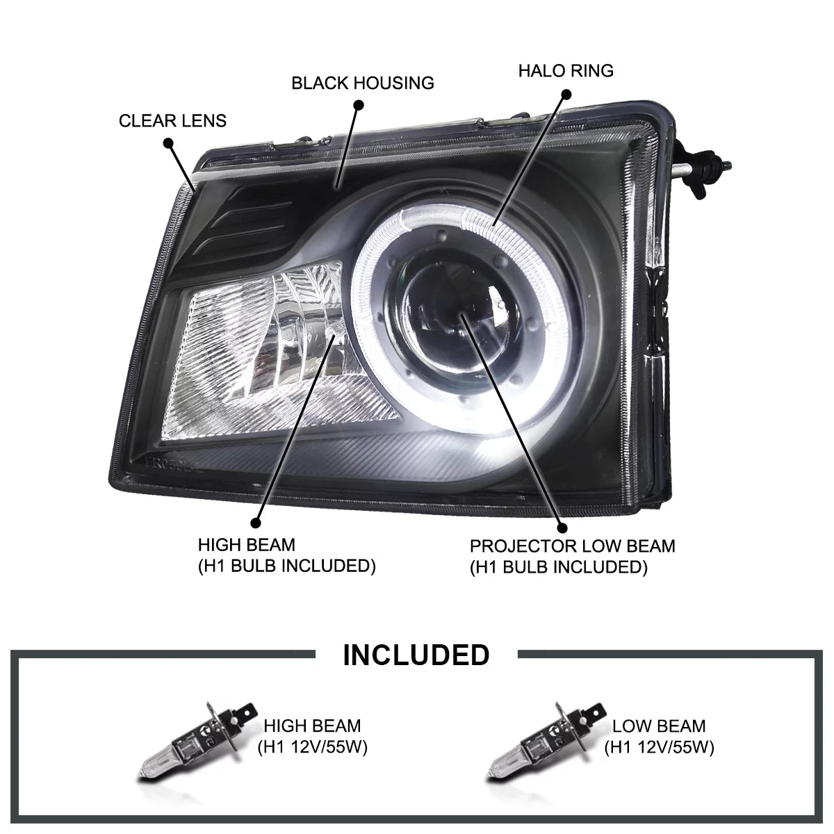 Black Projector Headlights Pair C2595