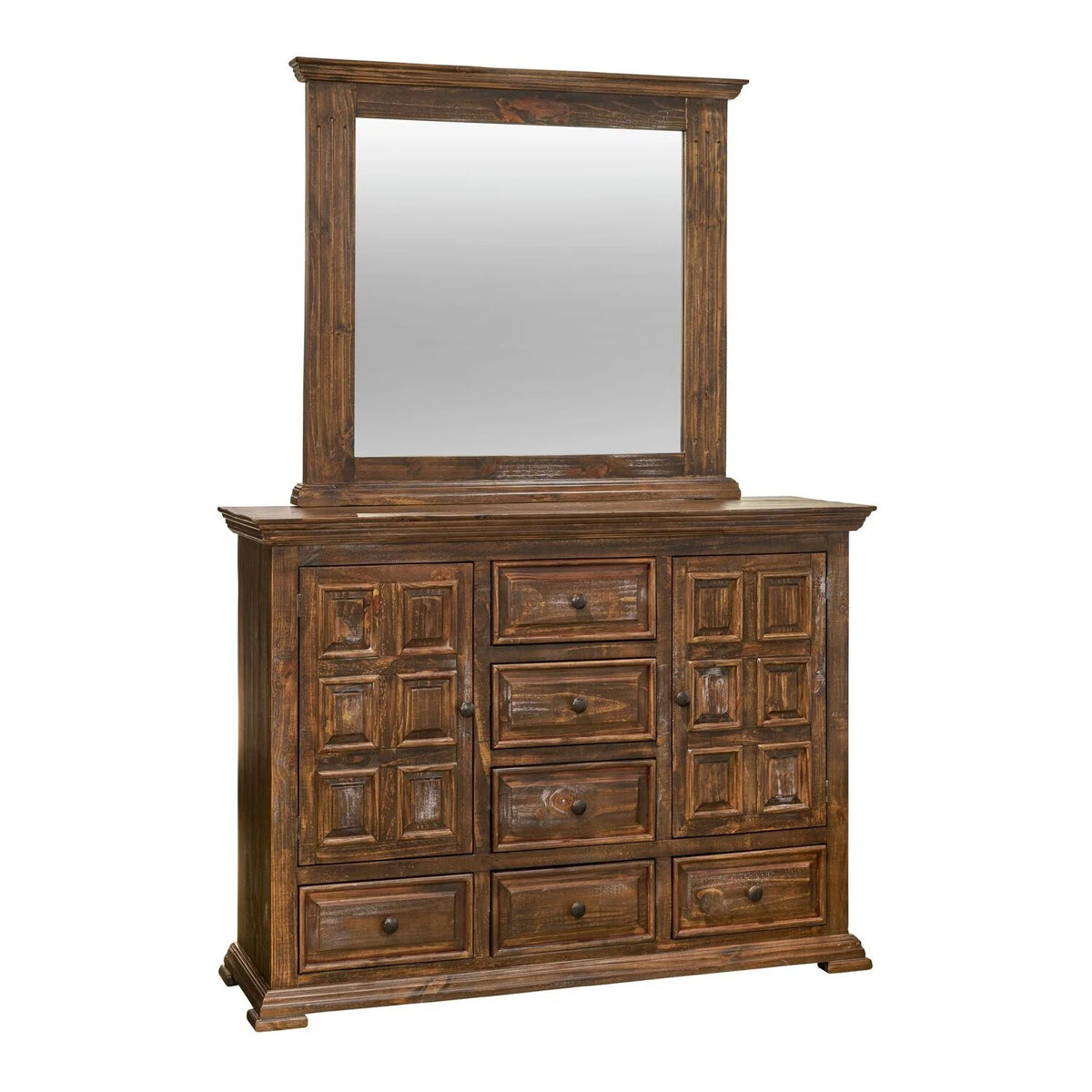 6 Drawer Wood Dresser and Mirror F72364
