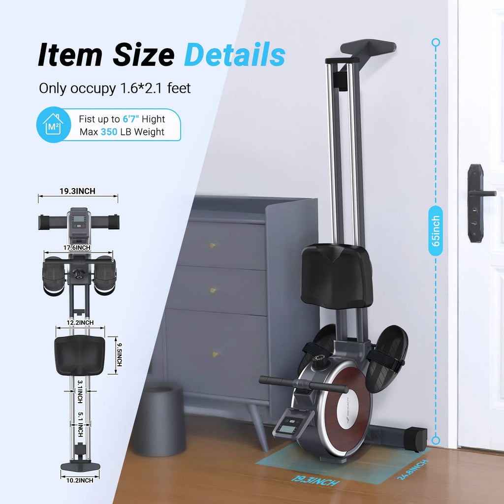 Magnetic Rowing Machine Quiet 16 Levels of Resistance Bluetooth Black Rower P302916