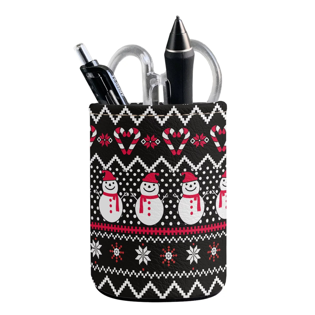 Christmas Pencil Holder Desk Drawer Organizer Leather Pen Container Y71466