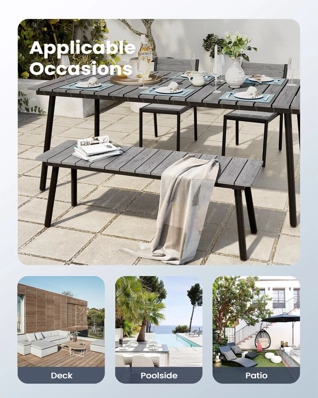 Gray Outdoor Dining Bench H20273