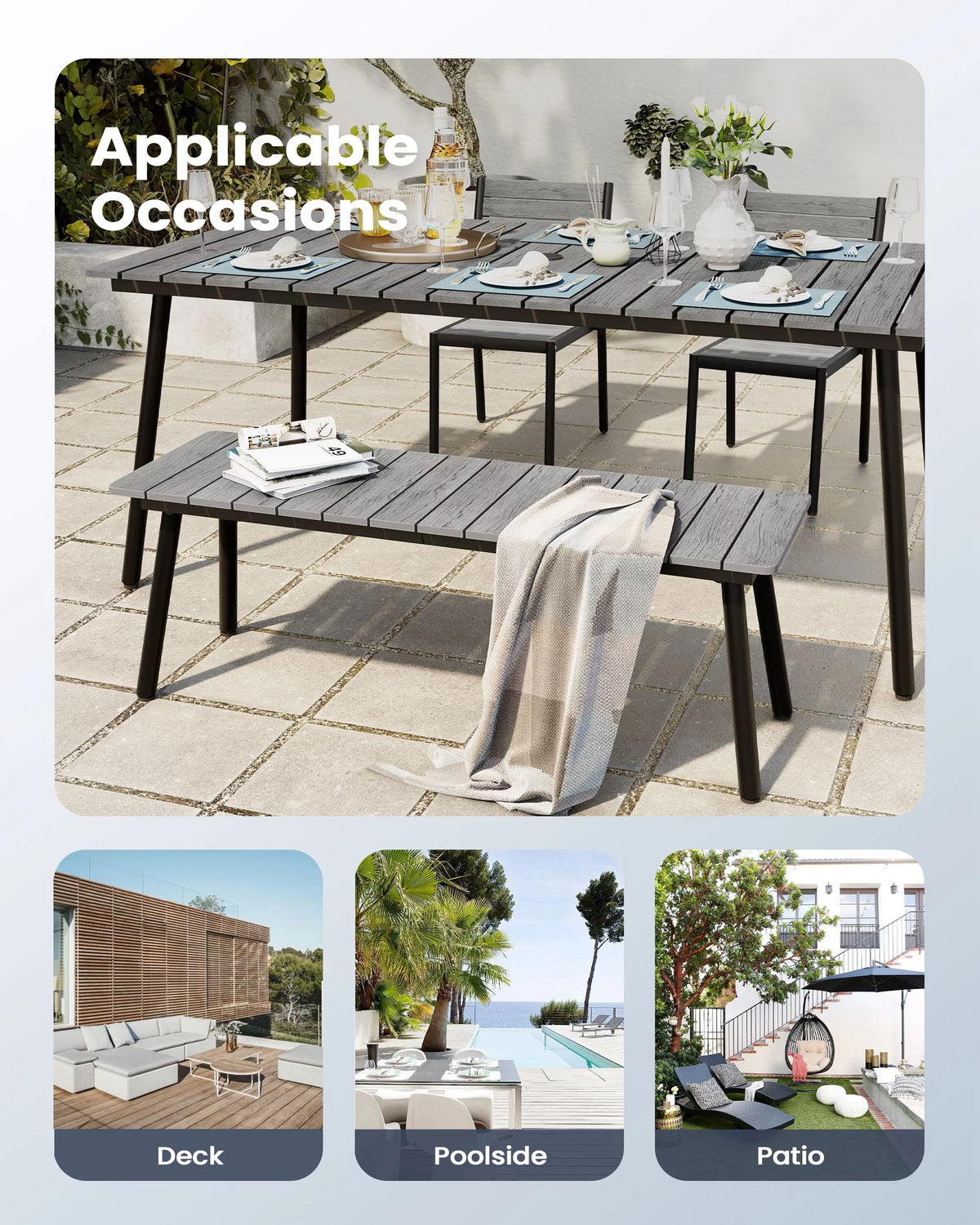 Gray Outdoor Dining Bench H20273