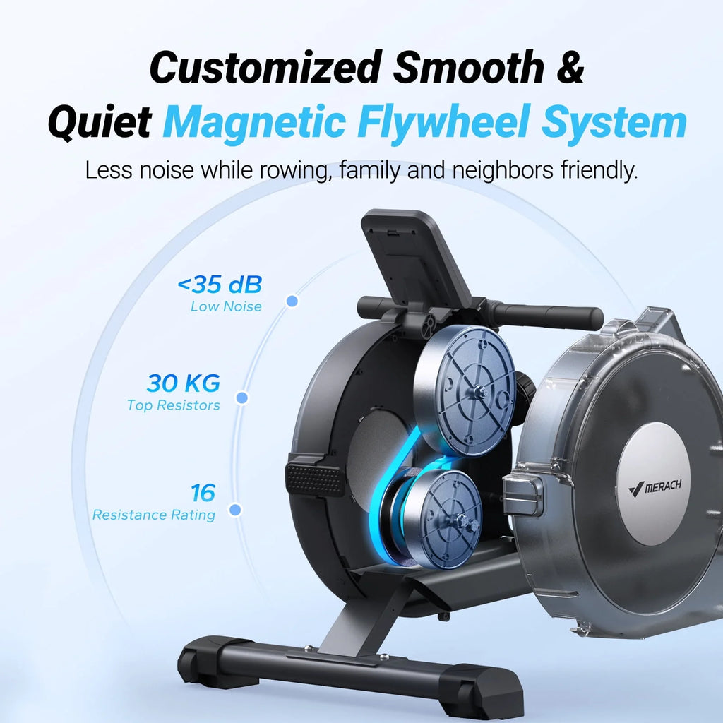 Magnetic Rowing Machine Quiet 16 Levels of Resistance Bluetooth Black Rower P302916