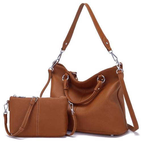 Genuine Leather Brown Tote Purse Handbags P192