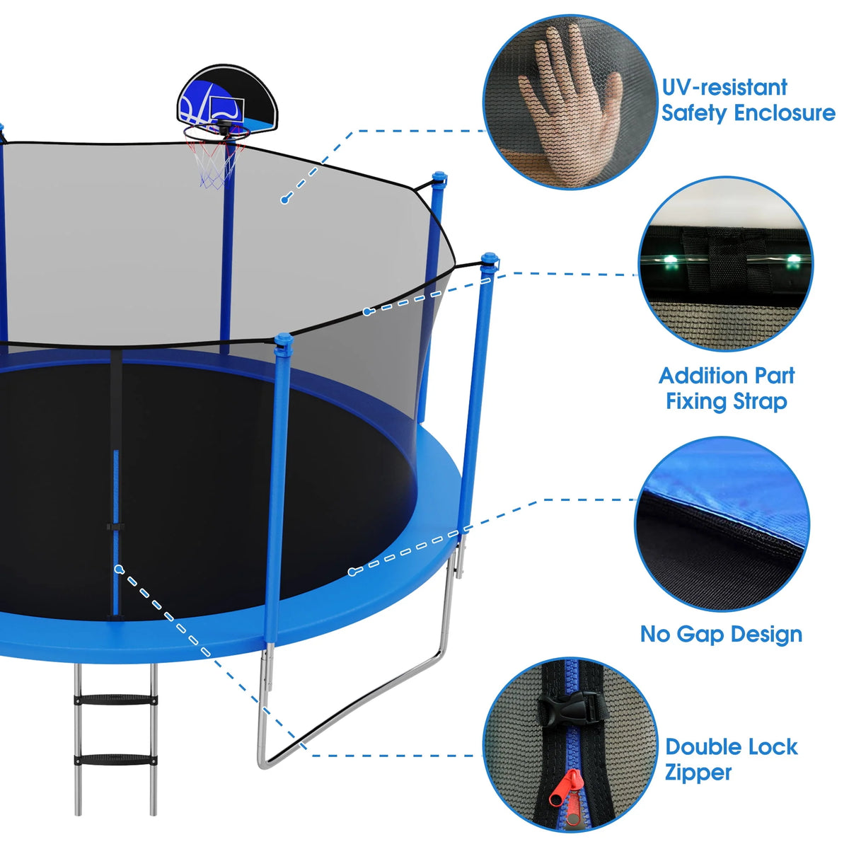 14FT Trampoline with Enclosure and Basketball Hoop L8162
