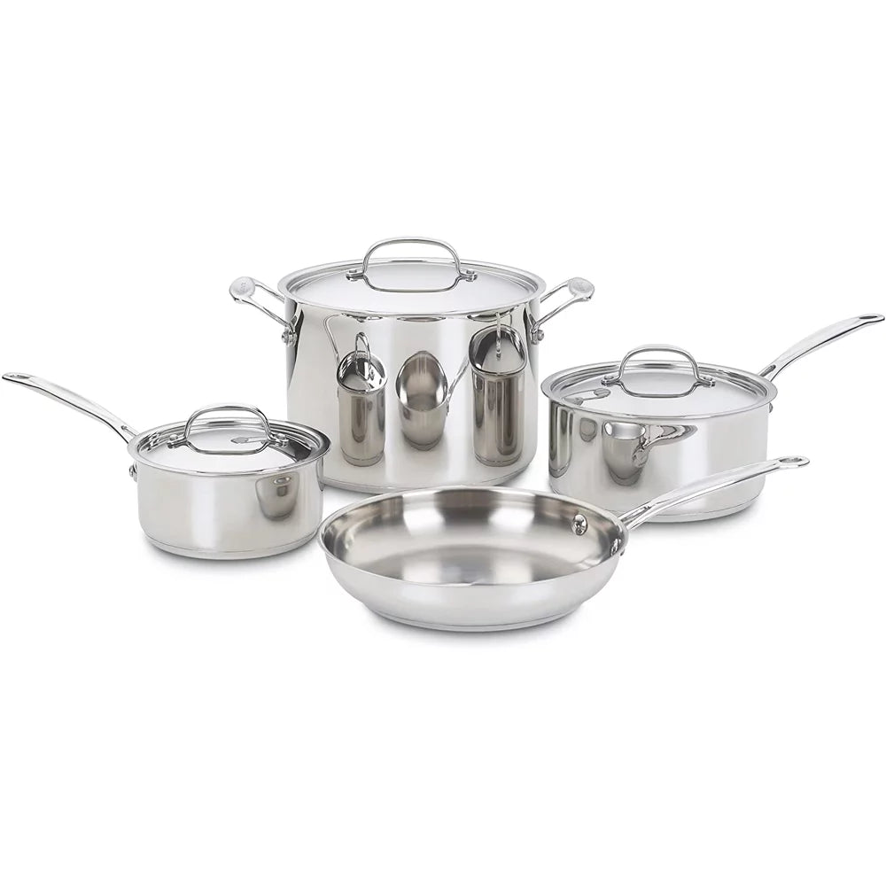 7-Piece Stainless Steel Cookware Set with Wall Mounted Rack G35836