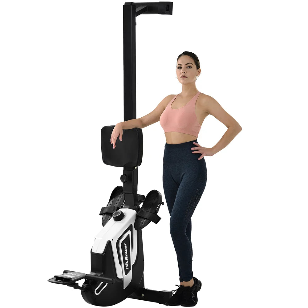 Magnetic Rowing Machine Folding 330lb Weight Capacity Silver O27724