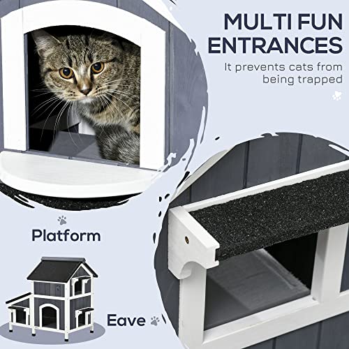 Gray Outdoor Cat House with Weather-Resistant Roof F72171