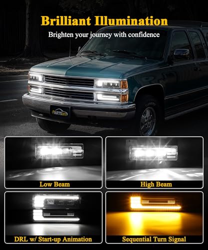 LED Headlights Assembly with DRL Sequential Turn Signal Hi/Low Beam X6408