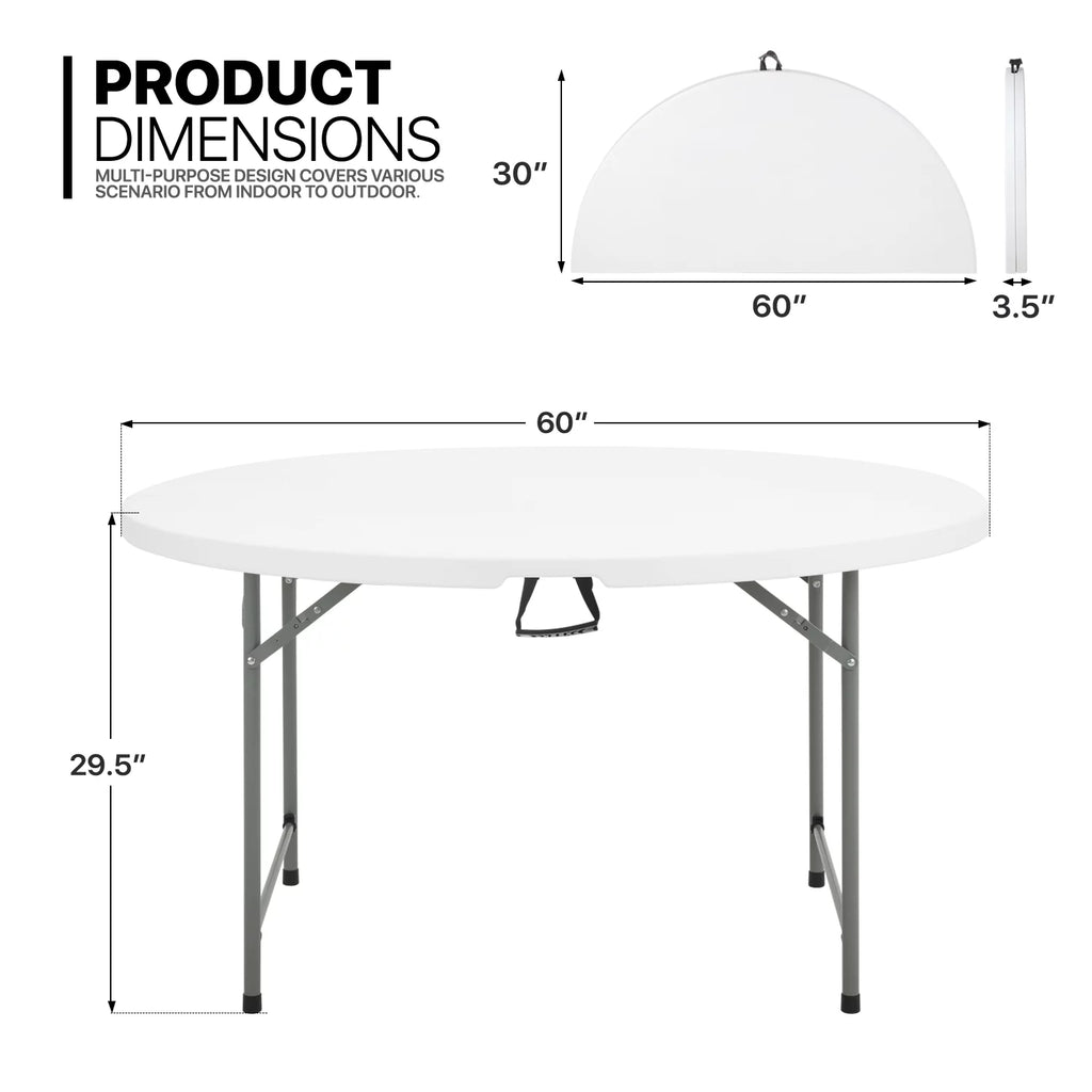 7 Pieces 5 FT Folding Round Table and Chair Set Y337