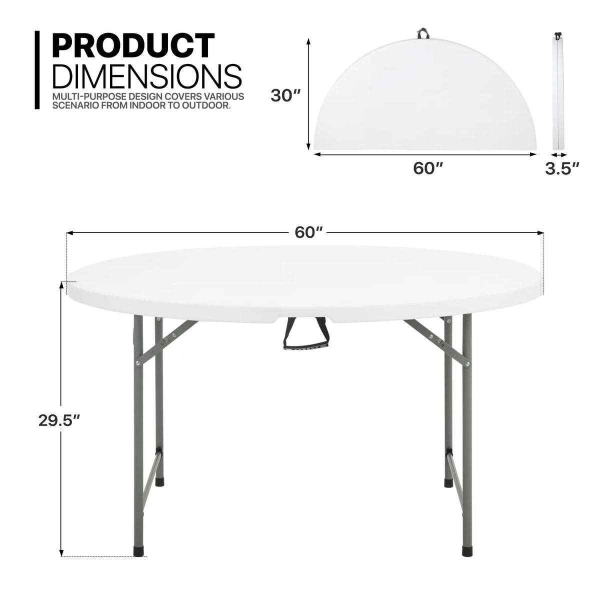 7 Pieces 5 FT Folding Round Table and Chair Set Y337