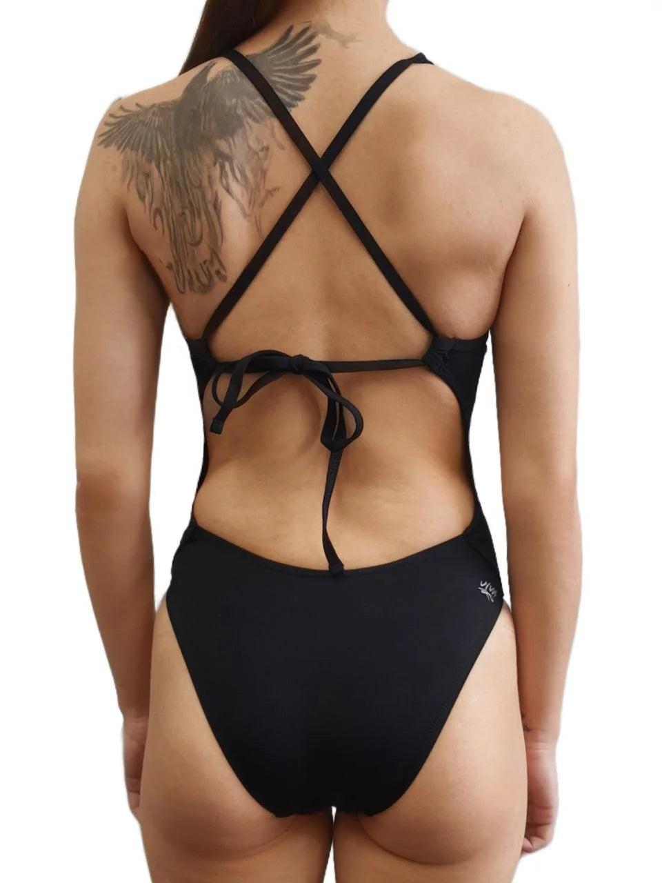 Women's Black One Piece Open Back Swimsuit N6000