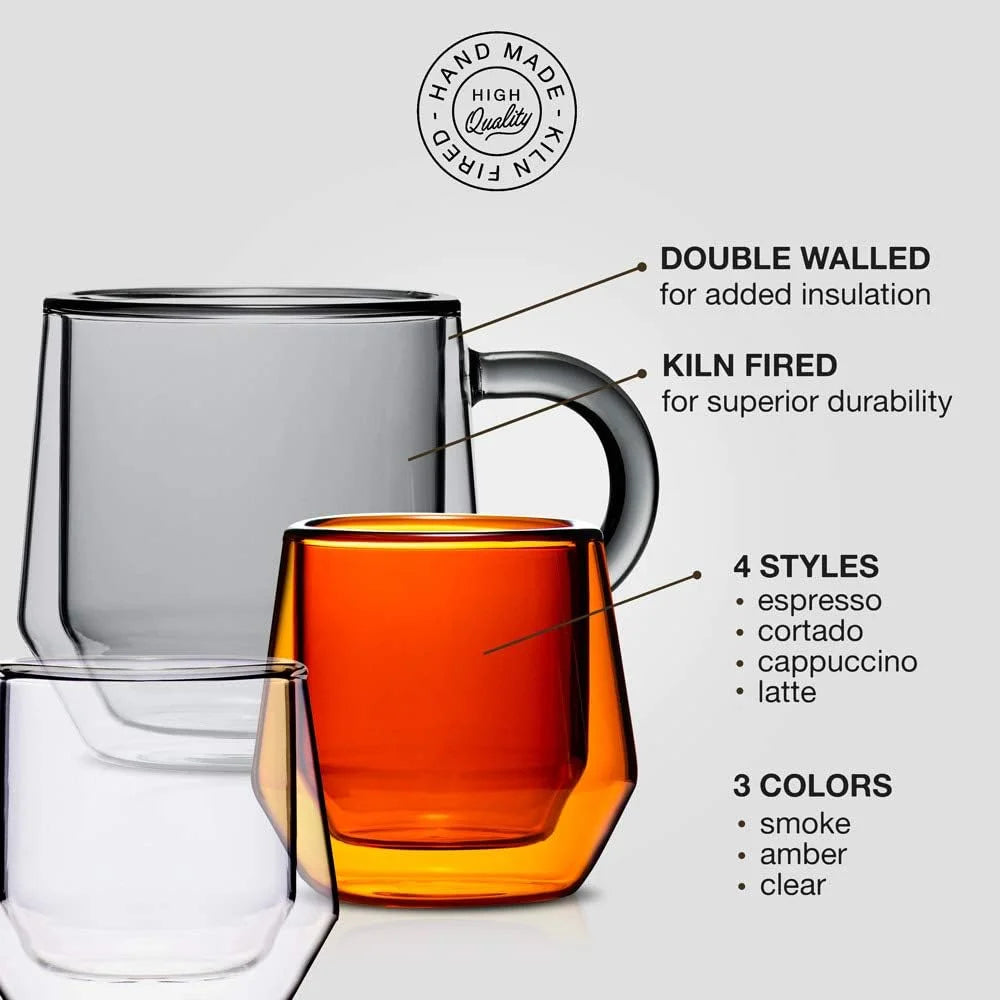 Clear 4Oz Double Walled Glass Espresso Cups with Handles P5149