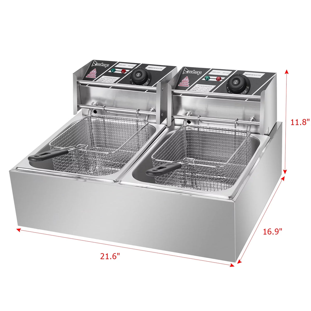 5000W 12 Liter Electric Countertop Deep Fryer Dual Tank K62064