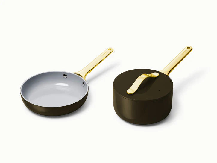 Mini Cookware Set in Black with Gold Handles O699